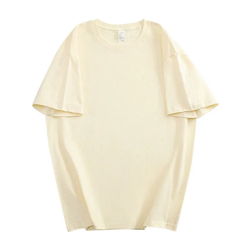 100% Cotton Five Half Sleeve Men'S Women Summer T-Shirt Loose Short-Sleeved Casual Basic Shirt O Neck Solid Color Tops