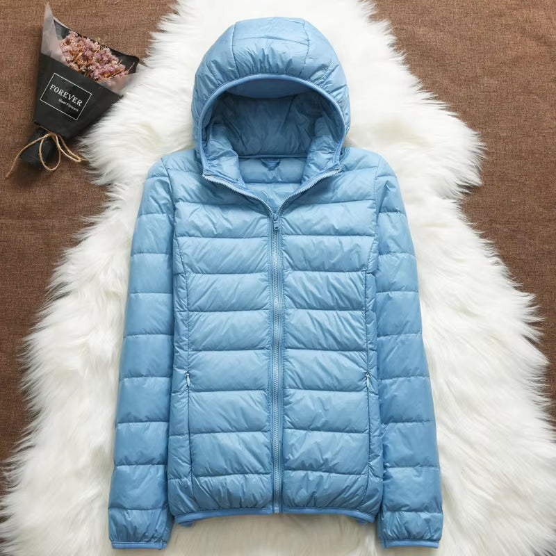 15 Colors Women Hooded Puffer Jackets 2023 New Spring Winter 90% White Duck down Female Coats Ultralight Packable Casual Parkas
