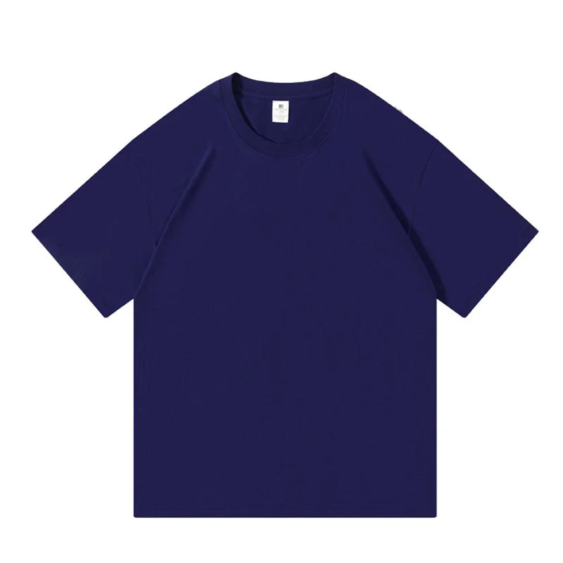 100% Cotton Five Half Sleeve Men'S Women Summer T-Shirt Loose Short-Sleeved Casual Basic Shirt O Neck Solid Color Tops