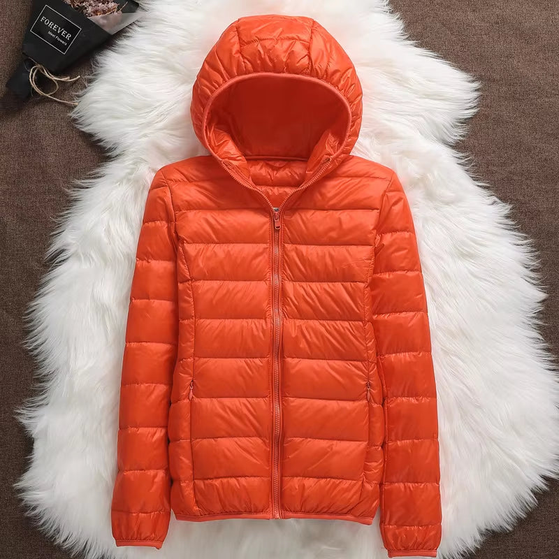 15 Colors Women Hooded Puffer Jackets 2023 New Spring Winter 90% White Duck down Female Coats Ultralight Packable Casual Parkas