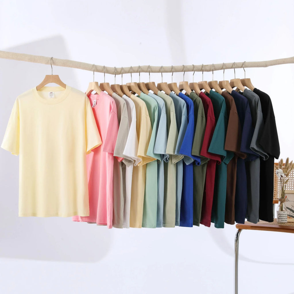 100% Cotton Five Half Sleeve Men'S Women Summer T-Shirt Loose Short-Sleeved Casual Basic Shirt O Neck Solid Color Tops