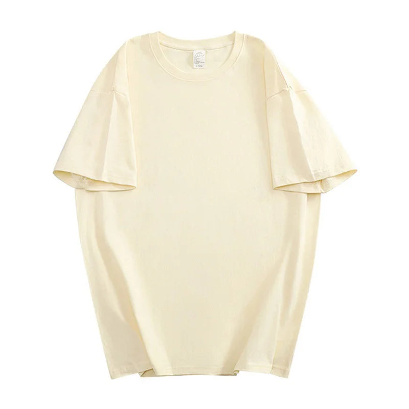 100% Cotton Five Half Sleeve Men'S Women Summer T-Shirt Loose Short-Sleeved Casual Basic Shirt O Neck Solid Color Tops