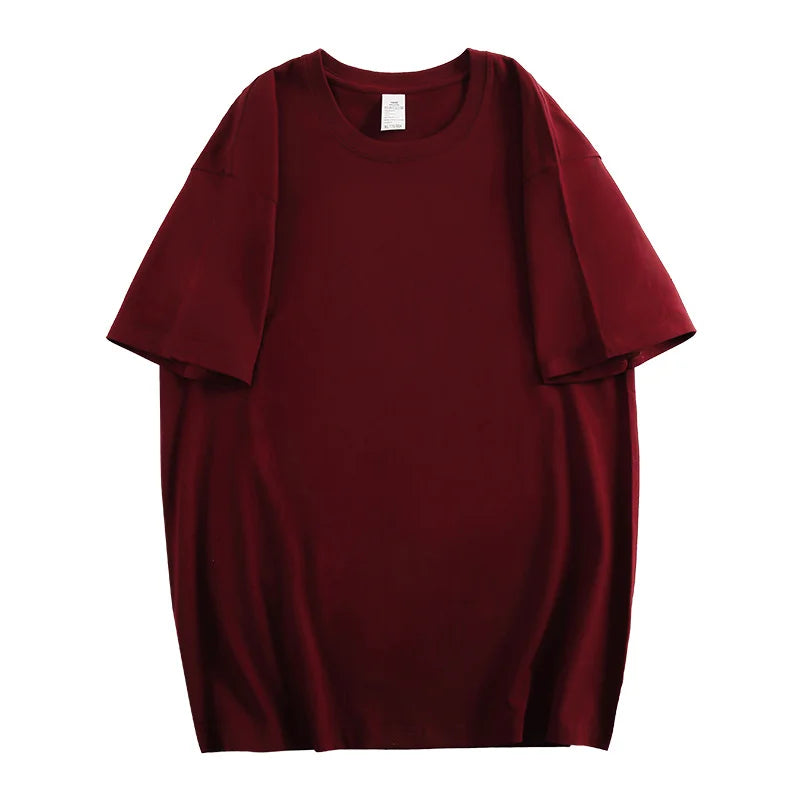 100% Cotton Five Half Sleeve Men'S Women Summer T-Shirt Loose Short-Sleeved Casual Basic Shirt O Neck Solid Color Tops