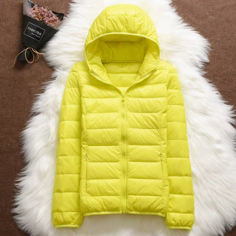 15 Colors Women Hooded Puffer Jackets 2023 New Spring Winter 90% White Duck down Female Coats Ultralight Packable Casual Parkas