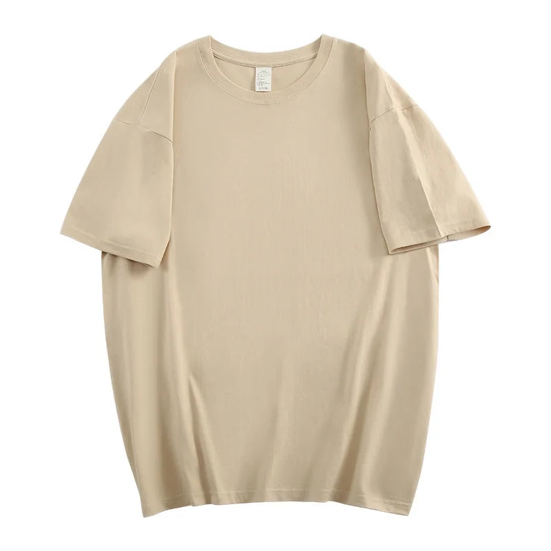 100% Cotton Five Half Sleeve Men'S Women Summer T-Shirt Loose Short-Sleeved Casual Basic Shirt O Neck Solid Color Tops