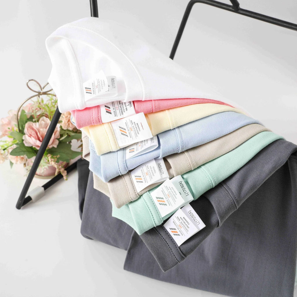 100% Cotton Five Half Sleeve Men'S Women Summer T-Shirt Loose Short-Sleeved Casual Basic Shirt O Neck Solid Color Tops