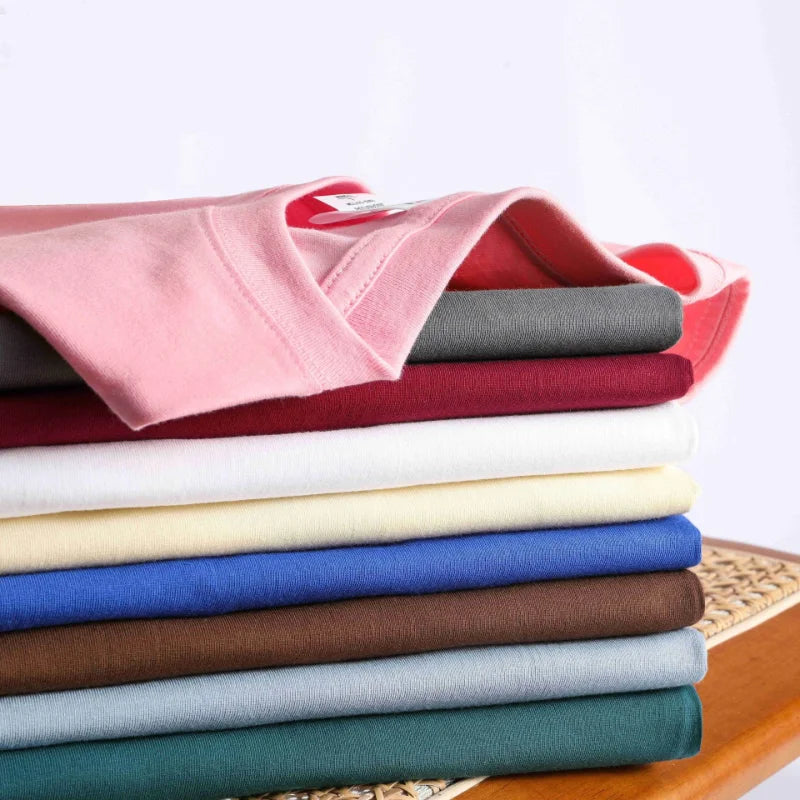 100% Cotton Five Half Sleeve Men'S Women Summer T-Shirt Loose Short-Sleeved Casual Basic Shirt O Neck Solid Color Tops