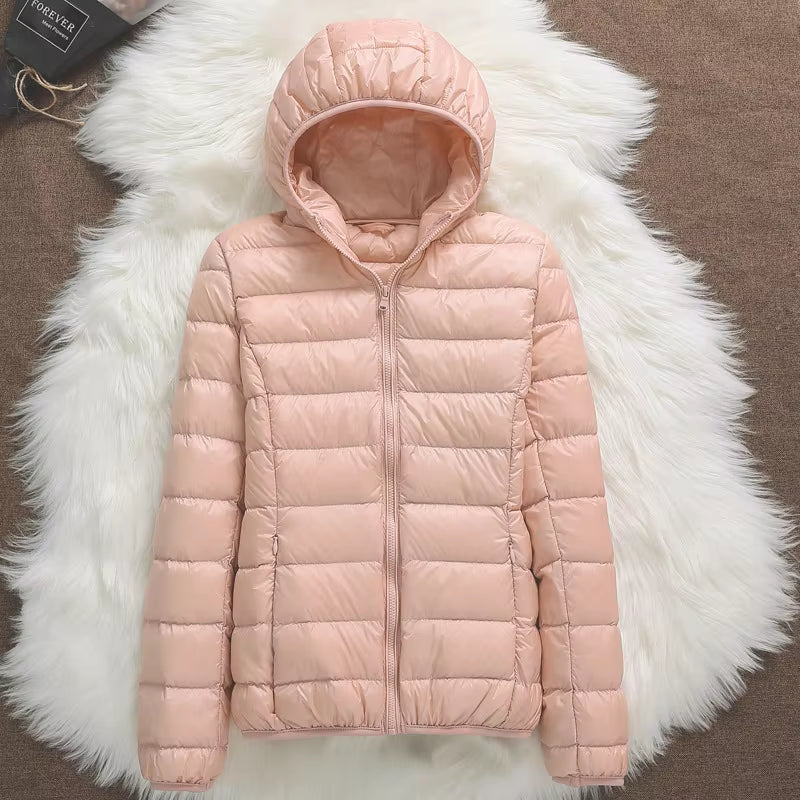 15 Colors Women Hooded Puffer Jackets 2023 New Spring Winter 90% White Duck down Female Coats Ultralight Packable Casual Parkas