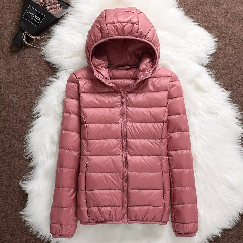 15 Colors Women Hooded Puffer Jackets 2023 New Spring Winter 90% White Duck down Female Coats Ultralight Packable Casual Parkas