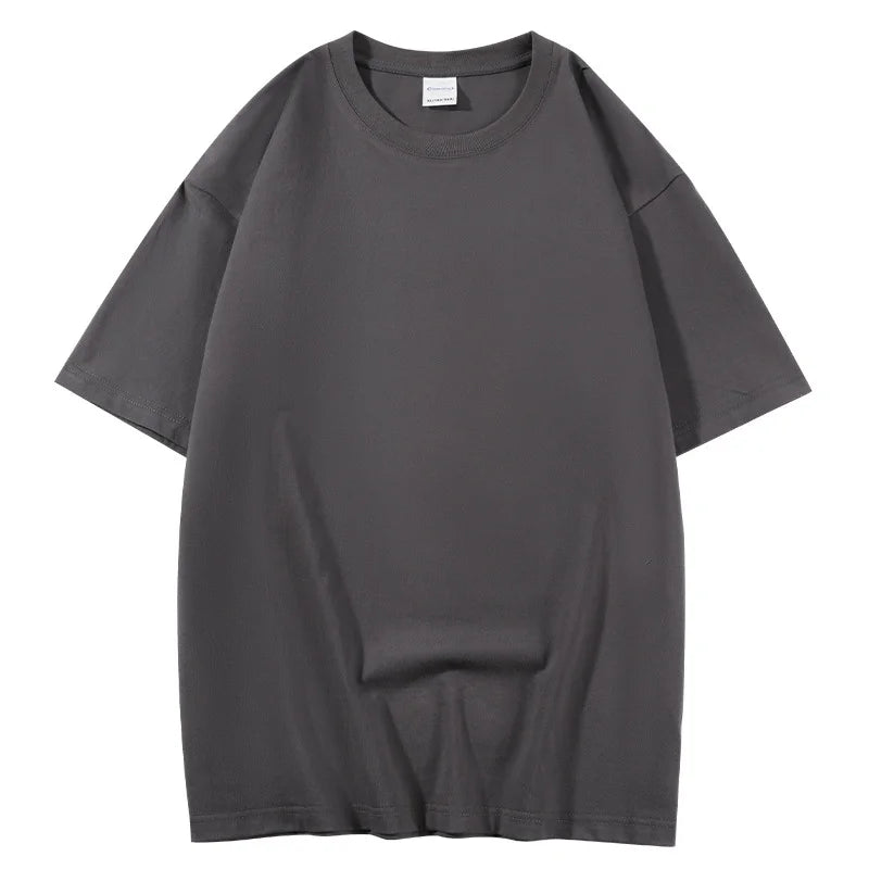 100% Cotton Five Half Sleeve Men'S Women Summer T-Shirt Loose Short-Sleeved Casual Basic Shirt O Neck Solid Color Tops